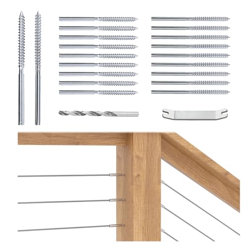 Muzata 100 Pack 18 Cable Railing Hardware Kit Swage Lag Screws Left and Right Handed Thread for Wood Post T316 Stainless Steel Deck Cable Railing System 50 Pairs CK17