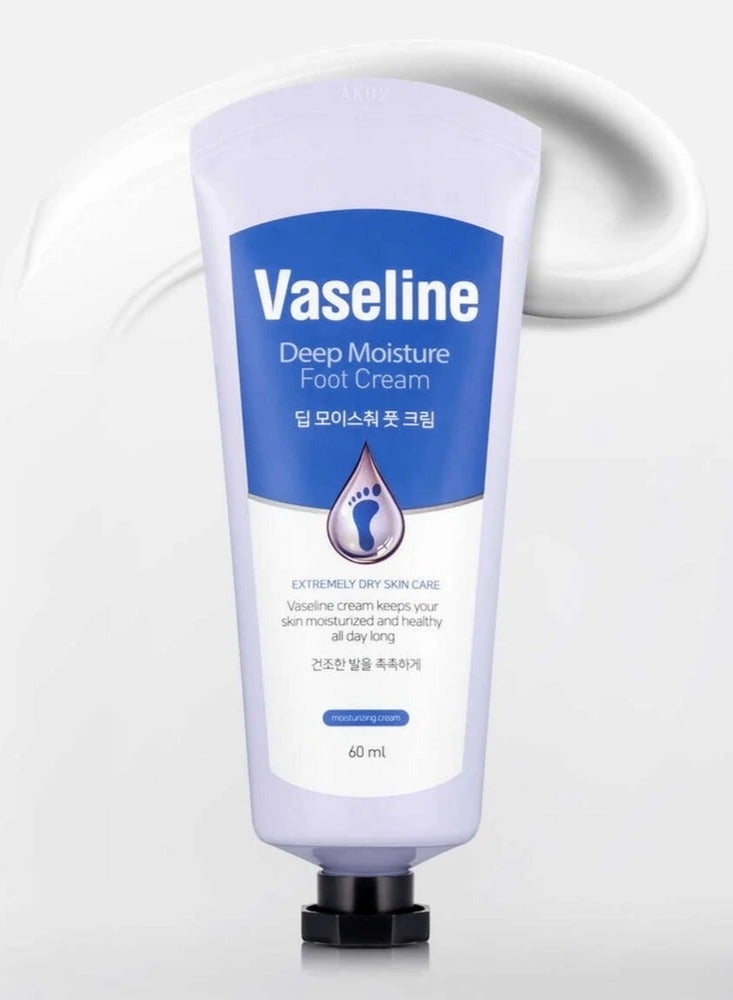 Vaseline Deep Moisture Foot Cream 60ml – Intense Hydration for Cracked & Dry Heels | Long-Lasting Softness & Repair | Daily Foot Care for Extremely Dry Skin - Image 1