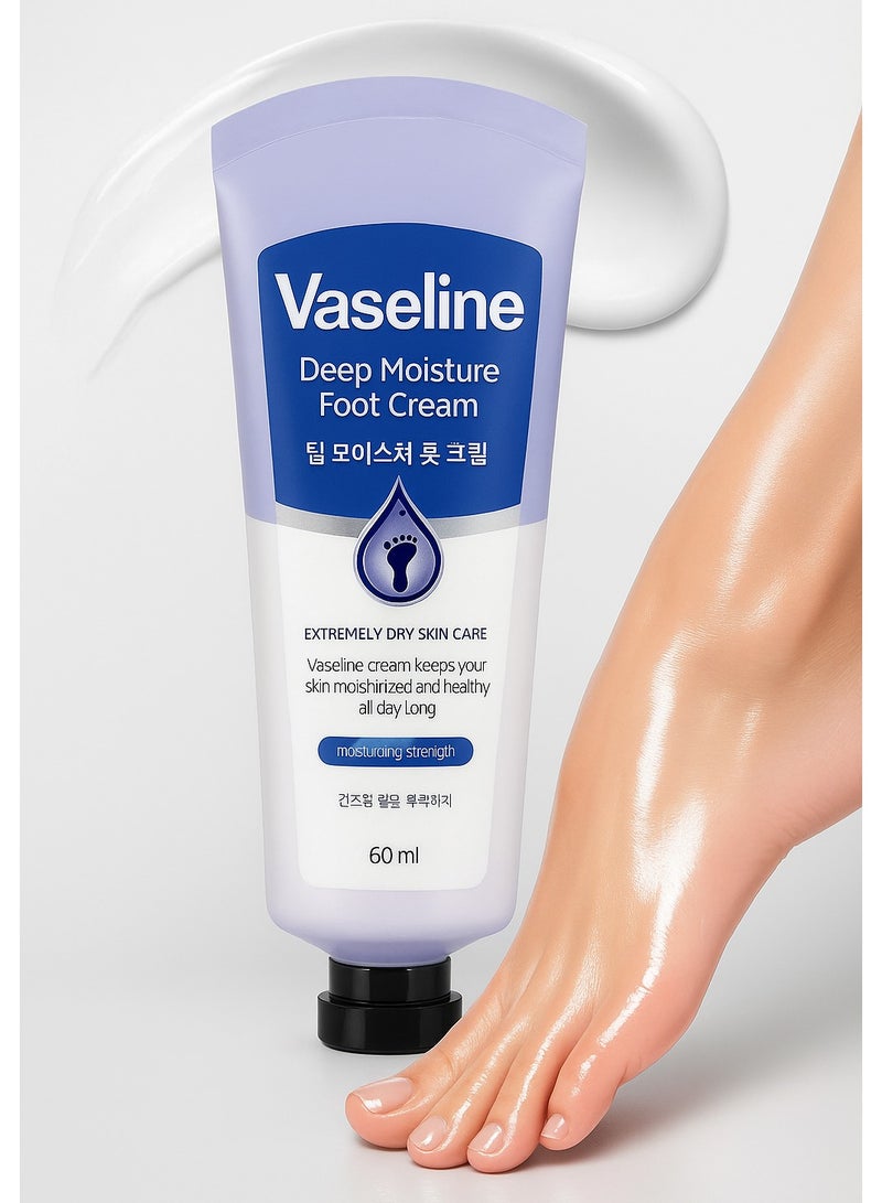 Vaseline Deep Moisture Foot Cream 60ml – Intense Hydration for Cracked & Dry Heels | Long-Lasting Softness & Repair | Daily Foot Care for Extremely Dry Skin - Image 2