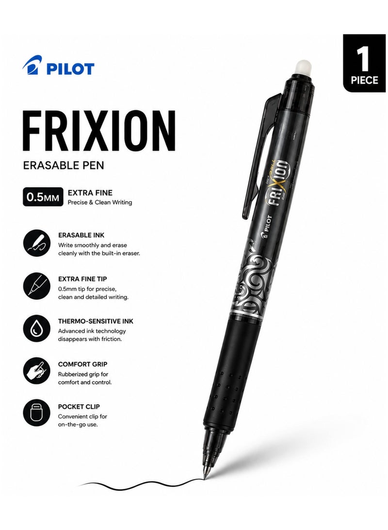 PILOT 1-Piece Frixion Clicker Erasable Pen 0.5mm Tip Black Ink - Image 1