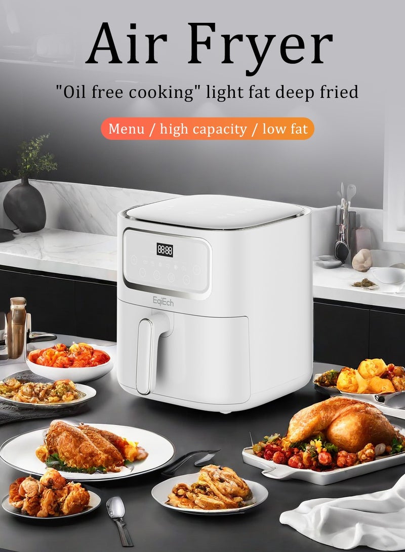 EqiEch Air Fryer, 10L Super Large Capacity, Touch Screen Smart Air Fryer, Automatic Power Off, Non-Stick Bottom, Suitable For Home, Kitchen, And Dinner Parties, White, 1500W - Image 2