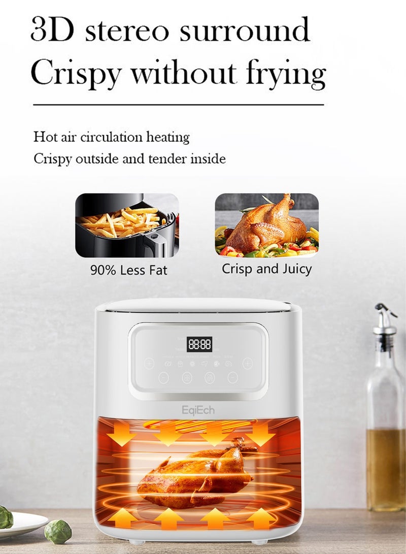 EqiEch Air Fryer, 10L Super Large Capacity, Touch Screen Smart Air Fryer, Automatic Power Off, Non-Stick Bottom, Suitable For Home, Kitchen, And Dinner Parties, White, 1500W - Image 4