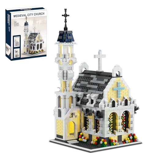 Mov stone Medieval City Gothic Cathedral Building SetCompatible with Lego Architecture Building MOC Castle Model with Stained Glass Windows  Interior Details - Image 1