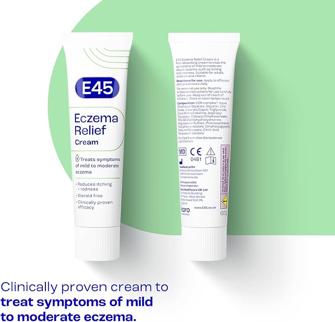 E45 Eczema Relief Cream 60g To Treat Symptoms of Eczema Reduces itching and redness Emollient Cream Steroid free - Image 2