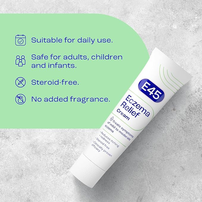 E45 Eczema Relief Cream 60g To Treat Symptoms of Eczema Reduces itching and redness Emollient Cream Steroid free - Image 5