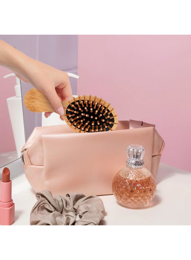 Styquenzer 2 PCS Bamboo Hair Brush, Wooden Travel Small Hairbrush Anti-Static Mini Hair Brushs Massage Scalp Detangling Brushs Natural Wooden Pocket Travel Small Hairs Brushes for All Hairs - Image 5