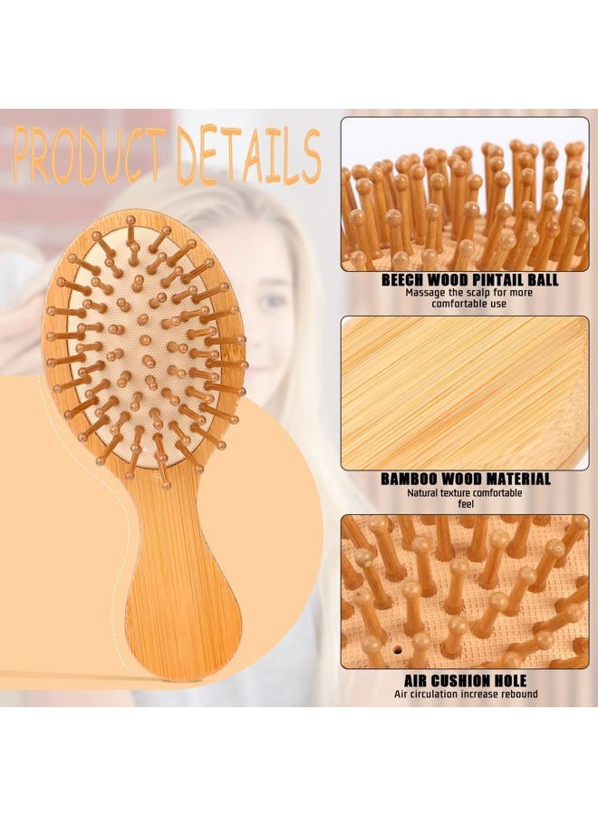 Styquenzer 2 PCS Bamboo Hair Brush, Wooden Travel Small Hairbrush Anti-Static Mini Hair Brushs Massage Scalp Detangling Brushs Natural Wooden Pocket Travel Small Hairs Brushes for All Hairs - Image 3