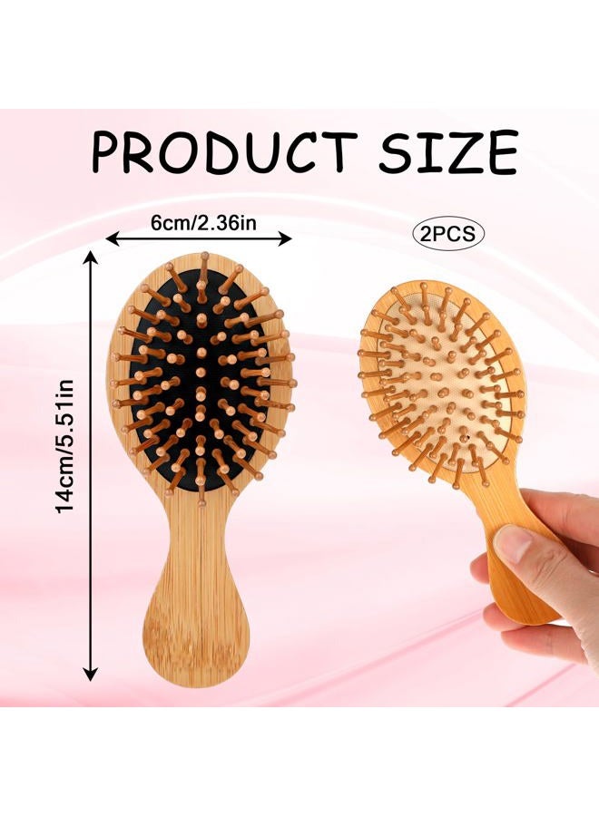 Styquenzer 2 PCS Bamboo Hair Brush, Wooden Travel Small Hairbrush Anti-Static Mini Hair Brushs Massage Scalp Detangling Brushs Natural Wooden Pocket Travel Small Hairs Brushes for All Hairs - Image 2