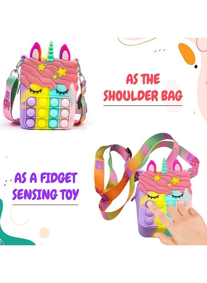 Party Propz Party Propz Pop It Bag for Girls - 1Pc Unicorn Bags for Girls | Toys for Girls | Unicorn Pop It Bag | Funny Gift for Girls | Popit Bag for Girls | Rainbow Purse for Kids | Kids Sling Bags for Girls - Image 3