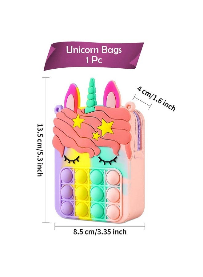 Party Propz Party Propz Pop It Bag for Girls - 1Pc Unicorn Bags for Girls | Toys for Girls | Unicorn Pop It Bag | Funny Gift for Girls | Popit Bag for Girls | Rainbow Purse for Kids | Kids Sling Bags for Girls - Image 2