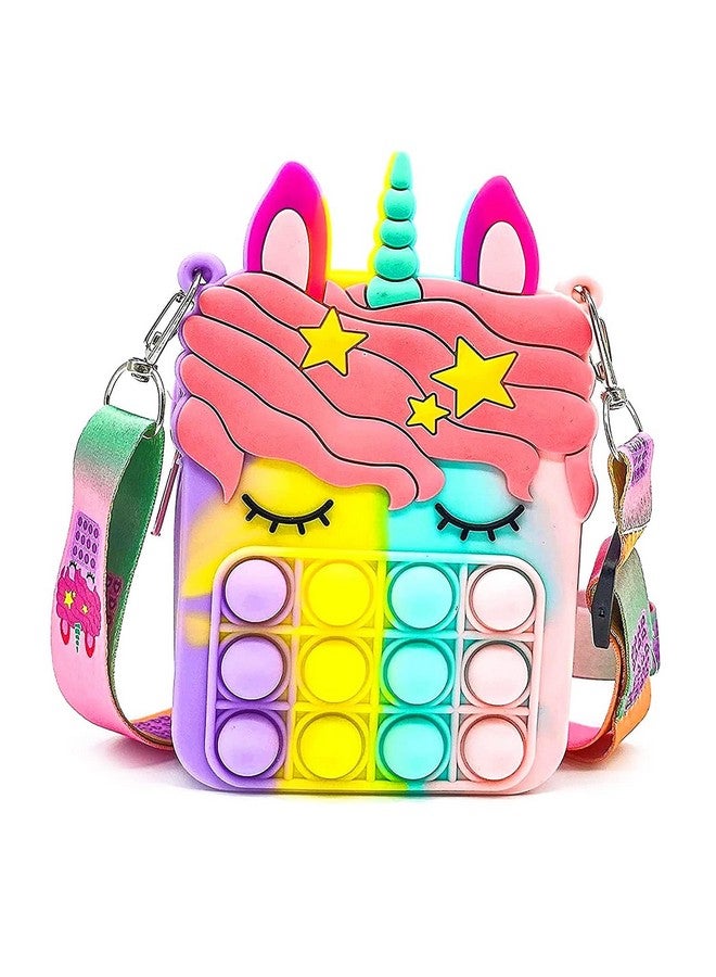 Party Propz Party Propz Pop It Bag for Girls - 1Pc Unicorn Bags for Girls | Toys for Girls | Unicorn Pop It Bag | Funny Gift for Girls | Popit Bag for Girls | Rainbow Purse for Kids | Kids Sling Bags for Girls - Image 1