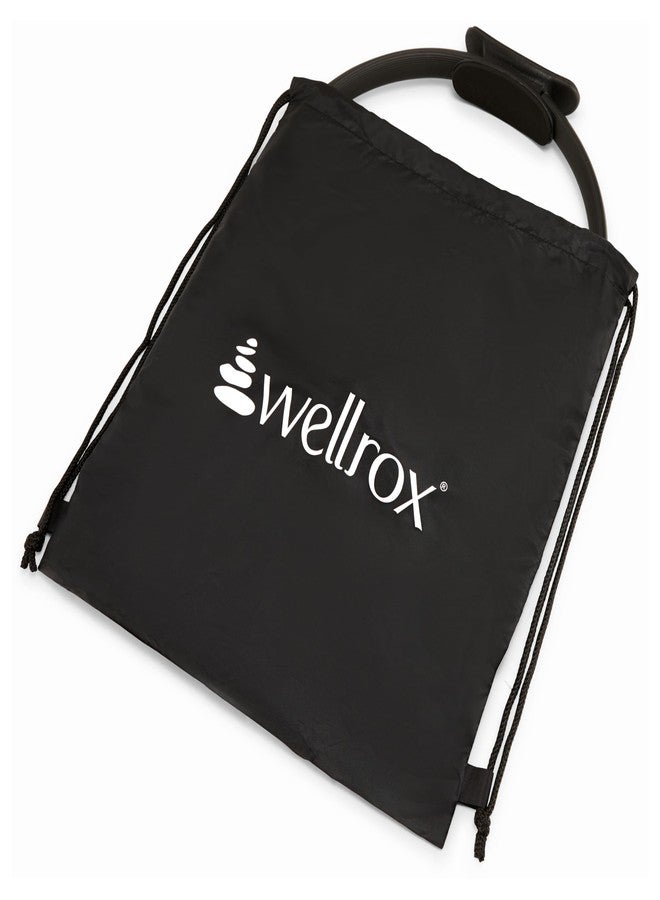 Wellrox حلقة بيلاتس من ويلروكس وحقيبة حمل - حلقة يوغا خفيفة الوزن على شكل دائرة سحرية - جهاز لتمارين الفخذين الداخلي والخارجي لليوغا والبيلاتس وتمارين القوة (15 بوصة، أسود) - Image 2