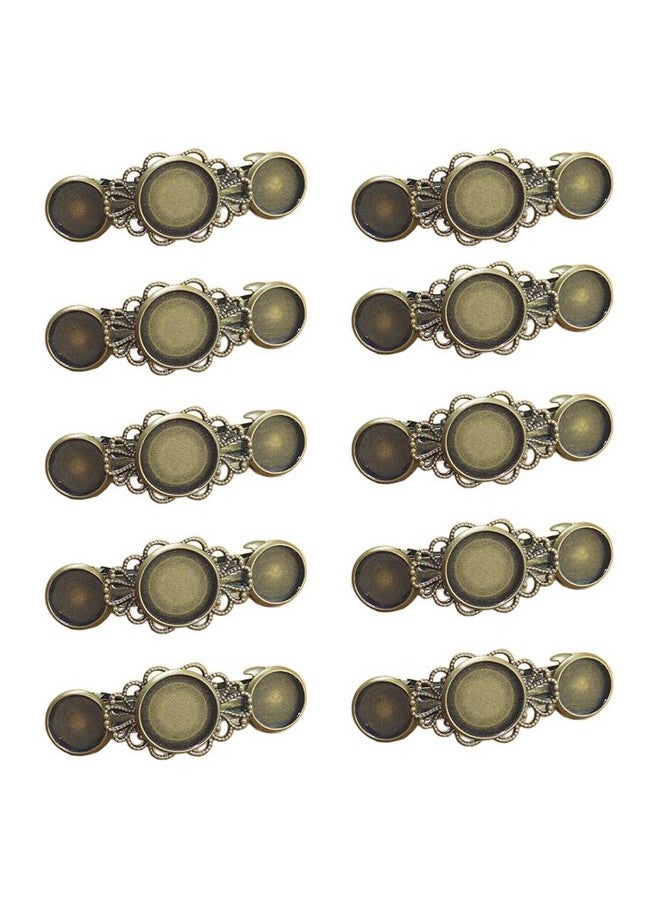 lasenersm 10 Pieces Metal Hair Clips With Blank Round Tray Base Fits 12Mm And 16Mm Round Hair Clip Cabochon Settings Hair Barrettes With Blank Hairgrip Base Trays For Diy Hair Accessories Making Antique Bronze  - Image 2