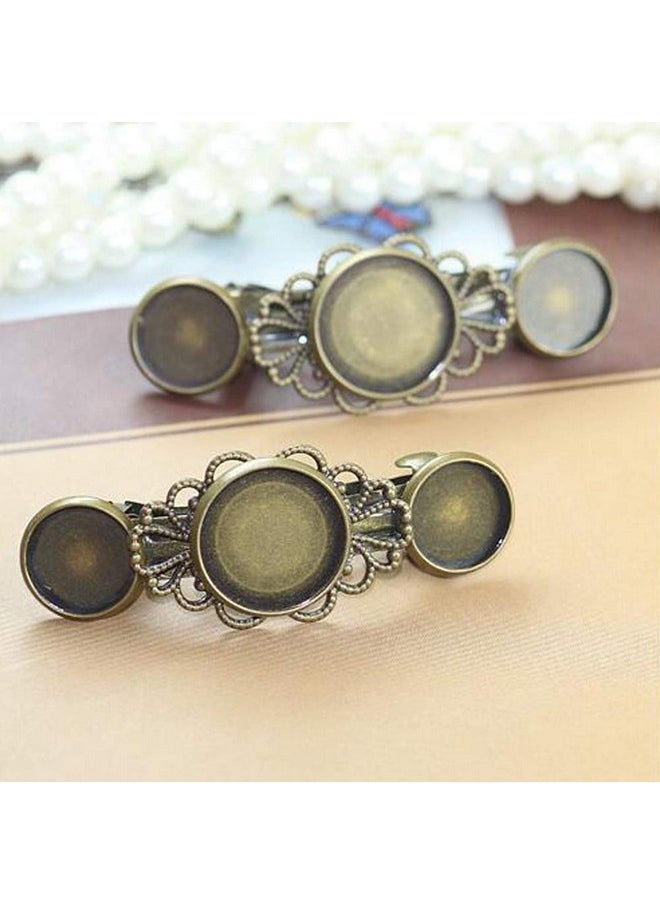 lasenersm 10 Pieces Metal Hair Clips With Blank Round Tray Base Fits 12Mm And 16Mm Round Hair Clip Cabochon Settings Hair Barrettes With Blank Hairgrip Base Trays For Diy Hair Accessories Making Antique Bronze  - Image 3