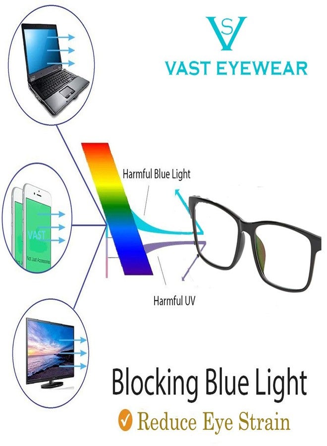 Vast Anti Reflection & Light Weight Strong Black Unisex Spectacle Frame (8010) (C8 BLACK INSIDE-PRINT CLEAR) - Image 2