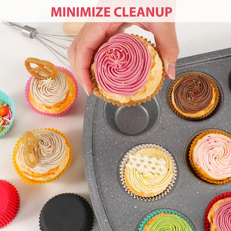 Caperci Standard Red Cupcake Liners for Baking 200 Counts - Caperci Greaseproof Muffin Baking Cups for Wedding Birthday Party Baby Shower Festivals (Red) - Image 5