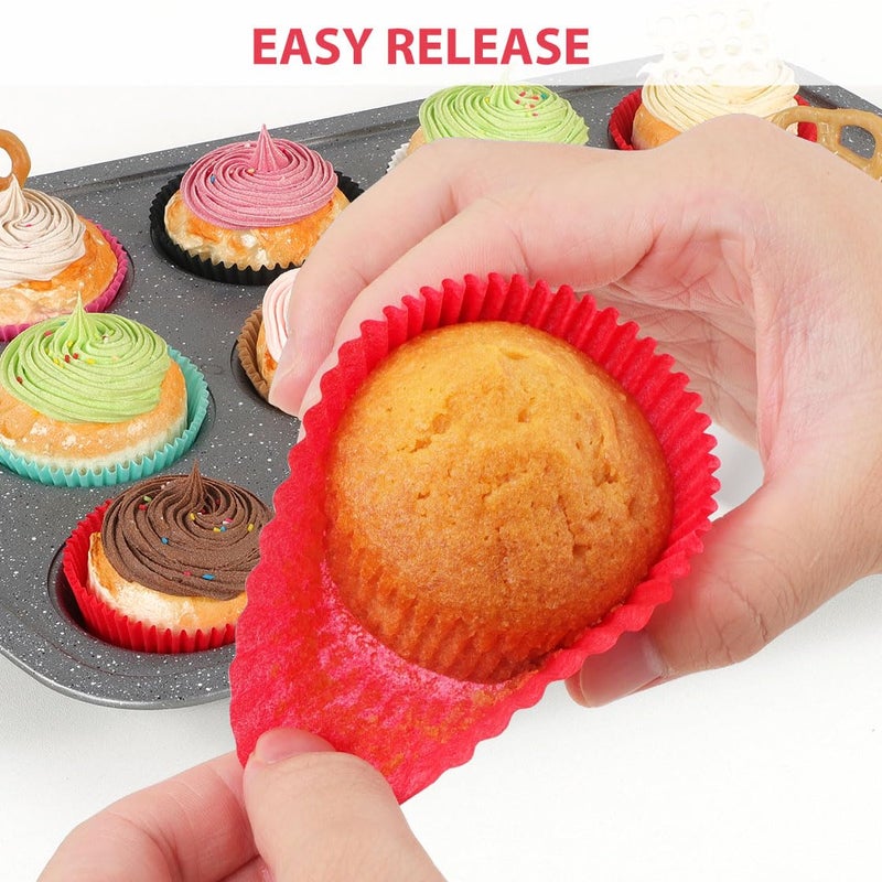 Caperci Standard Red Cupcake Liners for Baking 200 Counts - Caperci Greaseproof Muffin Baking Cups for Wedding Birthday Party Baby Shower Festivals (Red) - Image 3