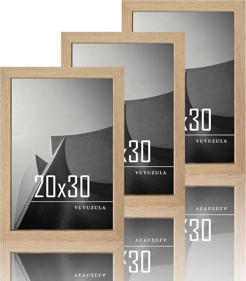VUVUZULA Picture Frame 20 x 30 cm Wooden Photo Frame 8 x 12 Inch Wooden Frame MDF Frame 20 x 30 cm Natural Set of 3 - Image 1