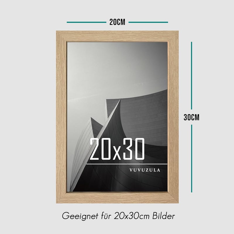 VUVUZULA Picture Frame 20 x 30 cm Wooden Photo Frame 8 x 12 Inch Wooden Frame MDF Frame 20 x 30 cm Natural Set of 3 - Image 2
