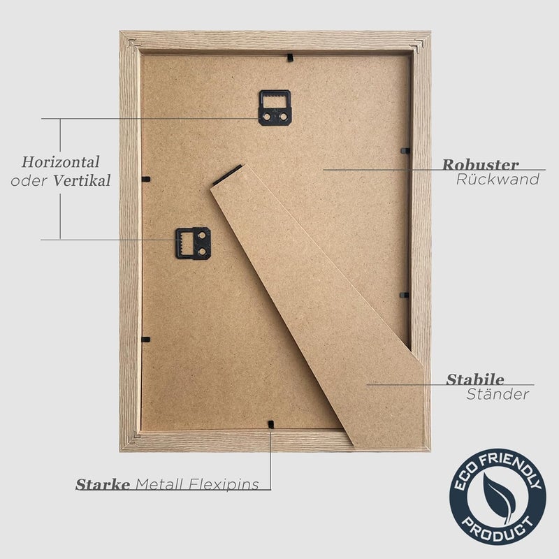 VUVUZULA Picture Frame 20 x 30 cm Wooden Photo Frame 8 x 12 Inch Wooden Frame MDF Frame 20 x 30 cm Natural Set of 3 - Image 3