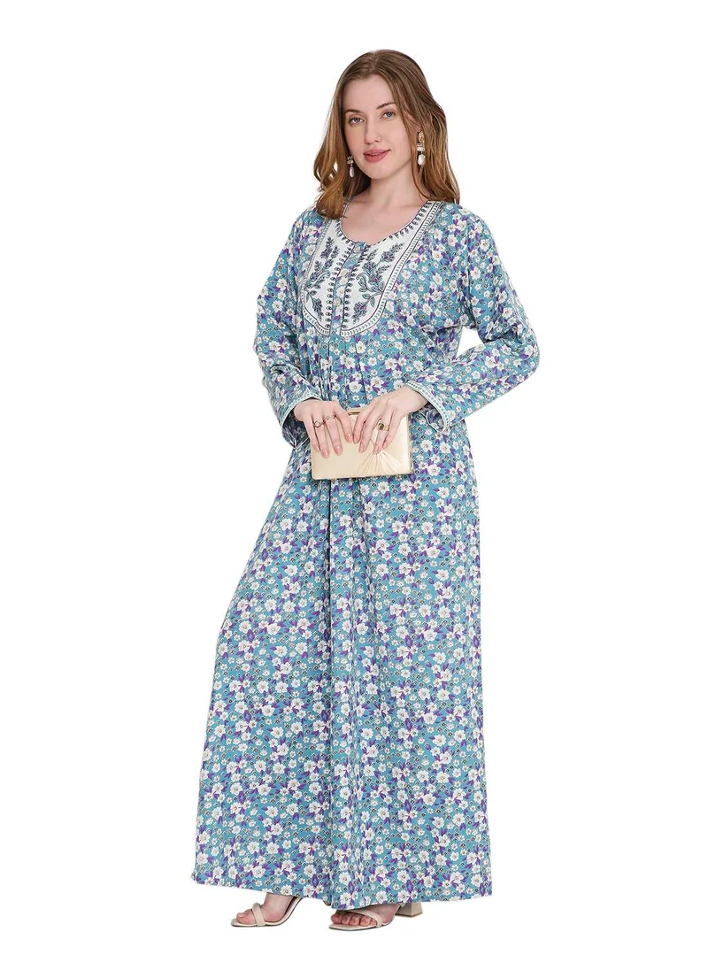 HANA & SARA refined long viscose farasha with stunning thread embroidery arabic kaftan jalabiya dress