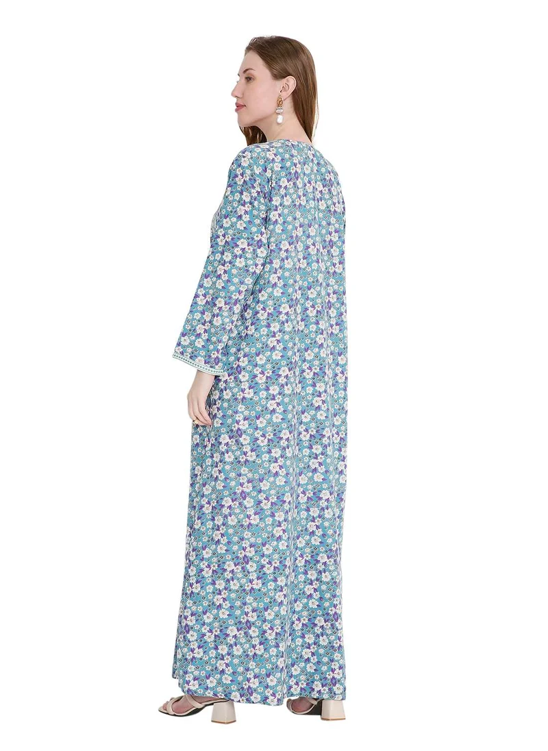 HANA & SARA refined long viscose farasha with stunning thread embroidery arabic kaftan jalabiya dress