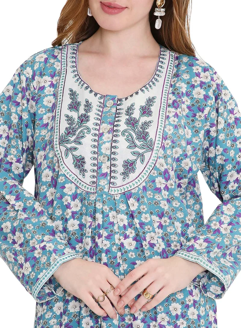HANA & SARA refined long viscose farasha with stunning thread embroidery arabic kaftan jalabiya dress