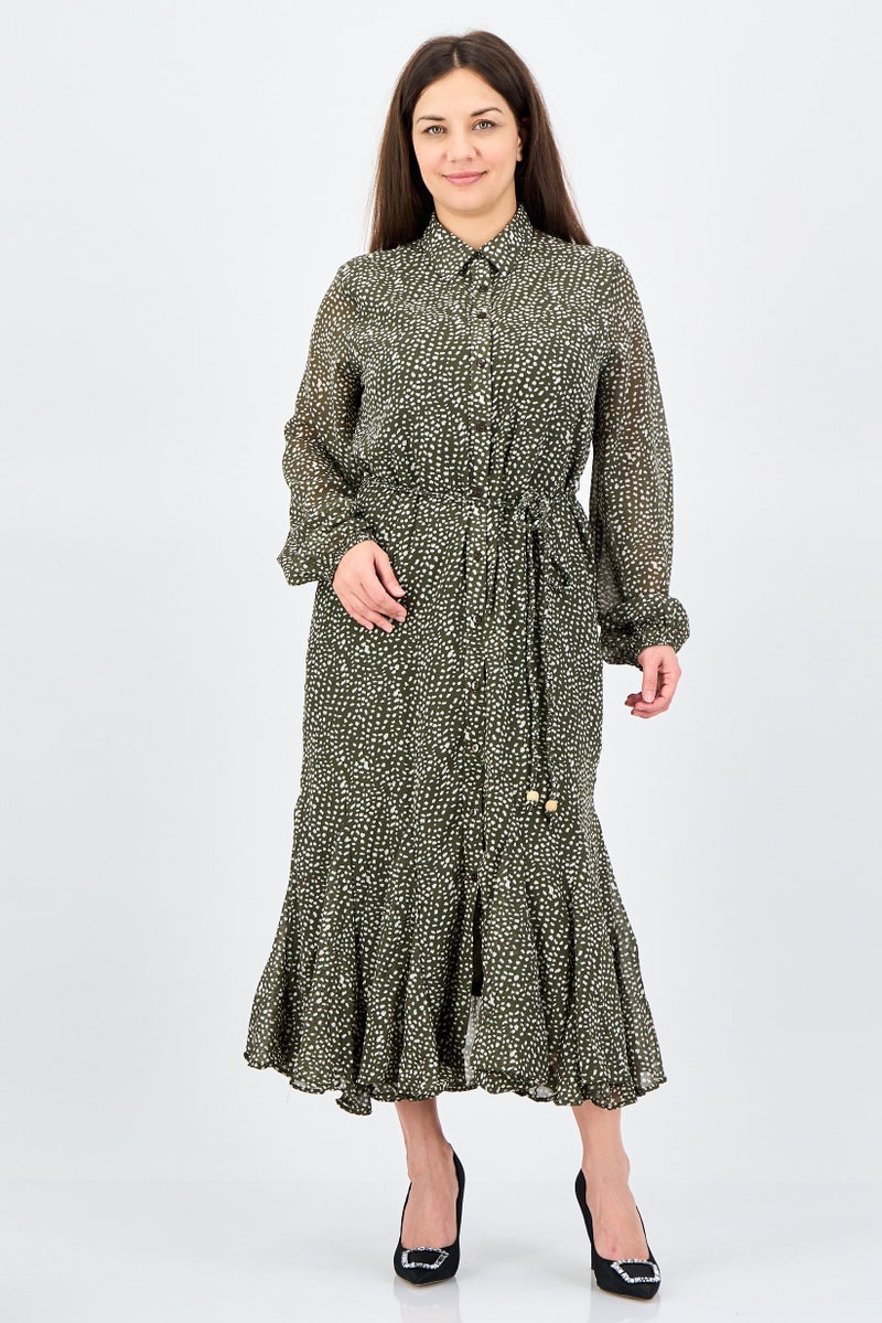 ANNE KLEIN Women Allover Print Tie Shirt Dress, Multicolor - Image 1