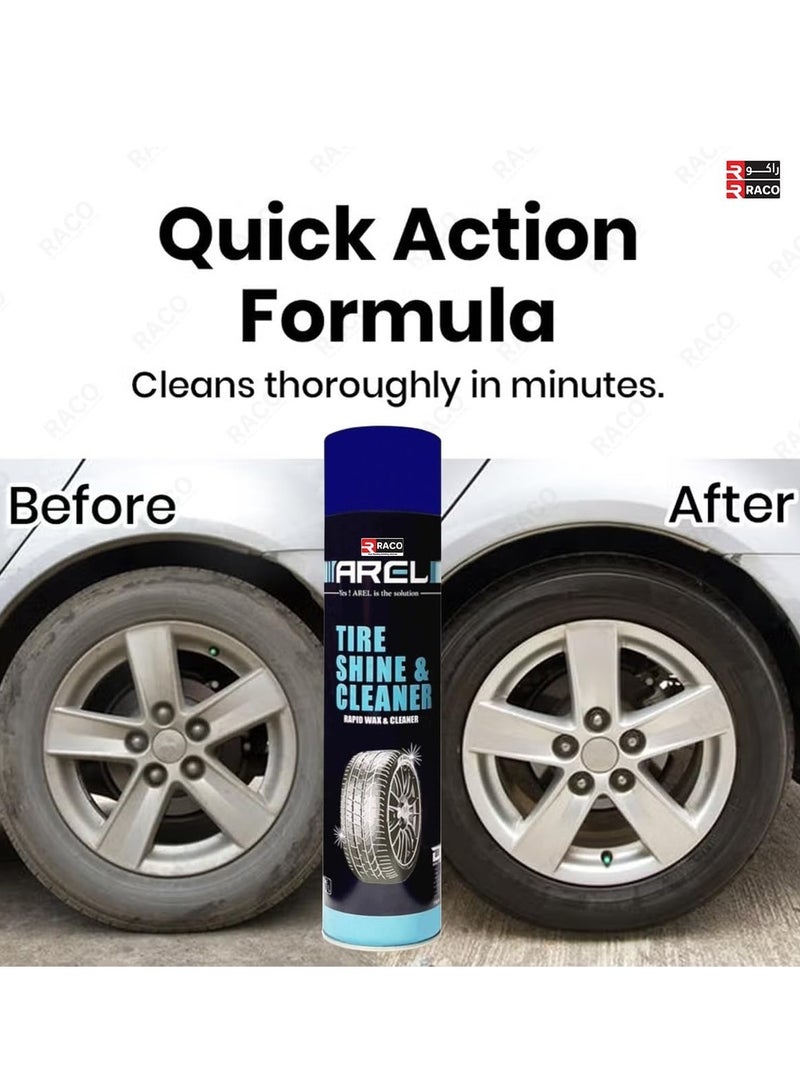 RACO RACO Arel Tire Shine & Cleaner Spray | Rapid Wax & Cleaner for High-Gloss Finish, Deep Cleaning, and UV Protection | Easy Application for Long-Lasting Results, 750ml - Image 4