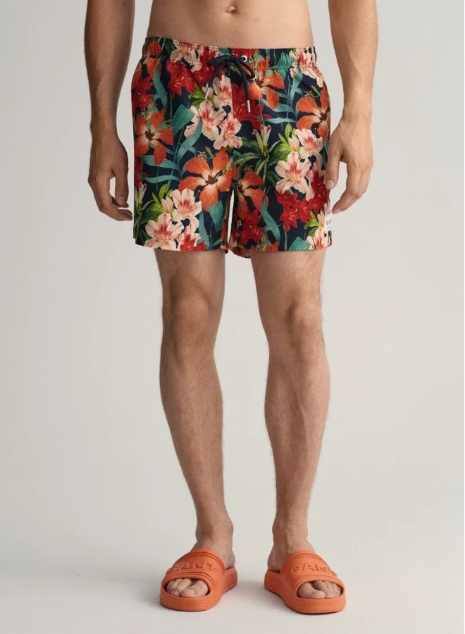 GANT Classic Fit Floral Print Swim Shorts