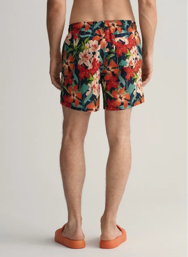 GANT Classic Fit Floral Print Swim Shorts