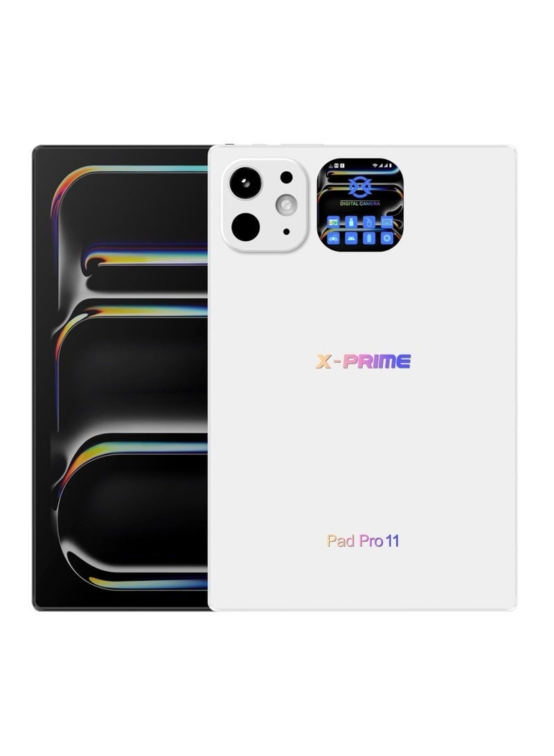 X - Prime PAD PRO 11 Android 12 Tablet 10.1″ HD+ 3000×1440P Display | 12GB RAM + 512GB ROM | Dual SIM 5G & WiFi | With Keyboard, Mouse & Stylus | Learning & Study Tab – White - Image 1