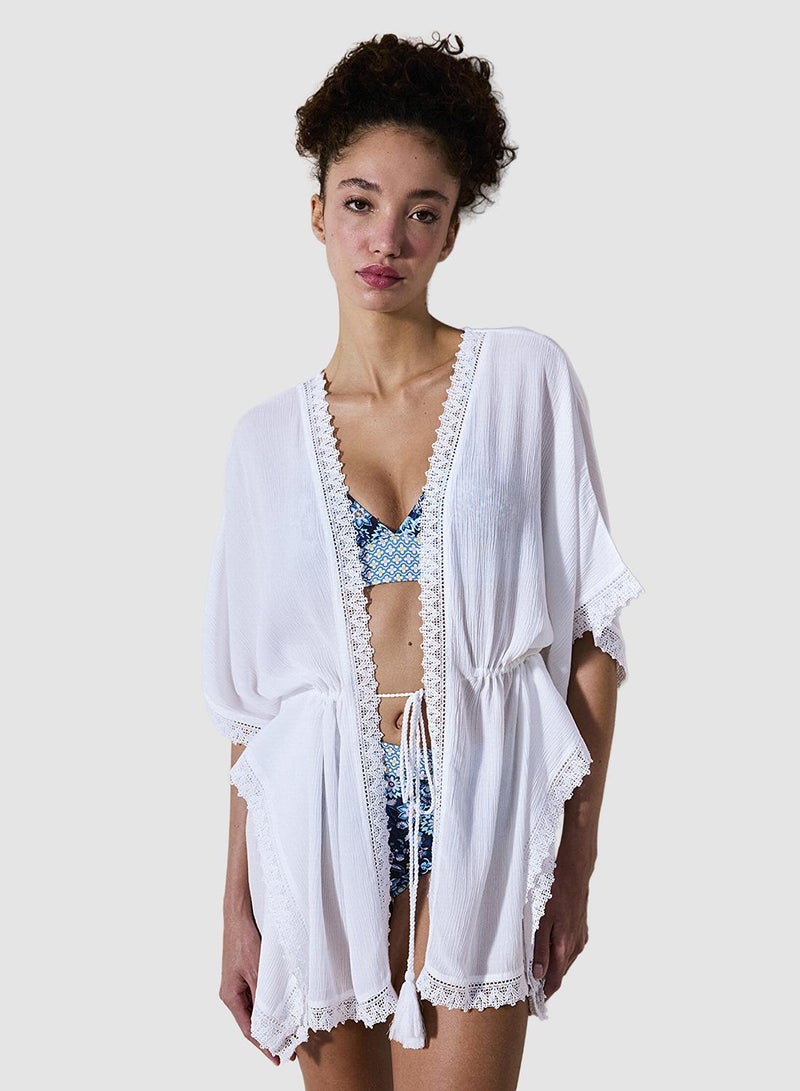 Penti Cute White Tie Up Kimono - Image 1