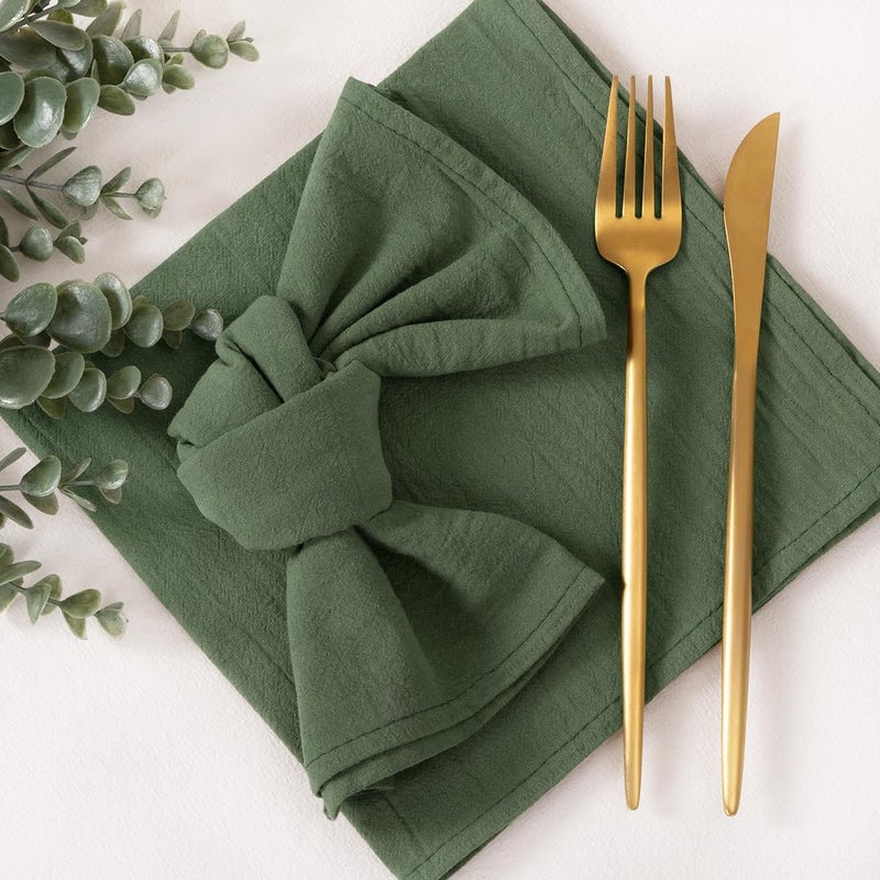 Socomi Cloth Napkins Green Fall Thanksgiving Washable Reusable Bulk Linen Cotton Napkins Set of 4 17"x17" for Wedding Party Bridal Baby Shower Birthday Dining Table Decorations - Image 4
