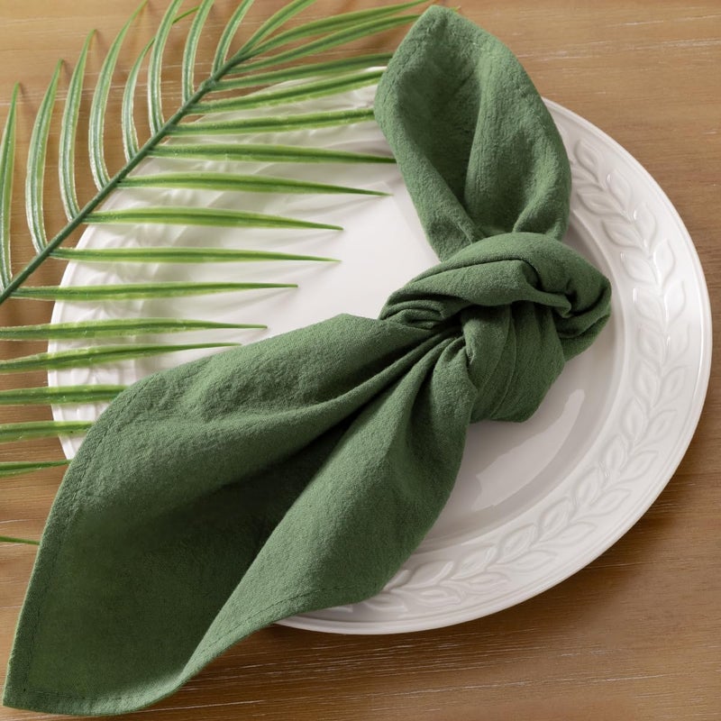 Socomi Cloth Napkins Green Fall Thanksgiving Washable Reusable Bulk Linen Cotton Napkins Set of 4 17"x17" for Wedding Party Bridal Baby Shower Birthday Dining Table Decorations - Image 2