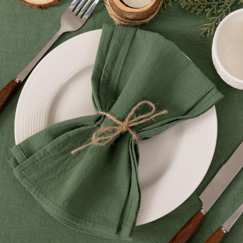 Socomi Cloth Napkins Green Fall Thanksgiving Washable Reusable Bulk Linen Cotton Napkins Set of 4 17"x17" for Wedding Party Bridal Baby Shower Birthday Dining Table Decorations - Image 3