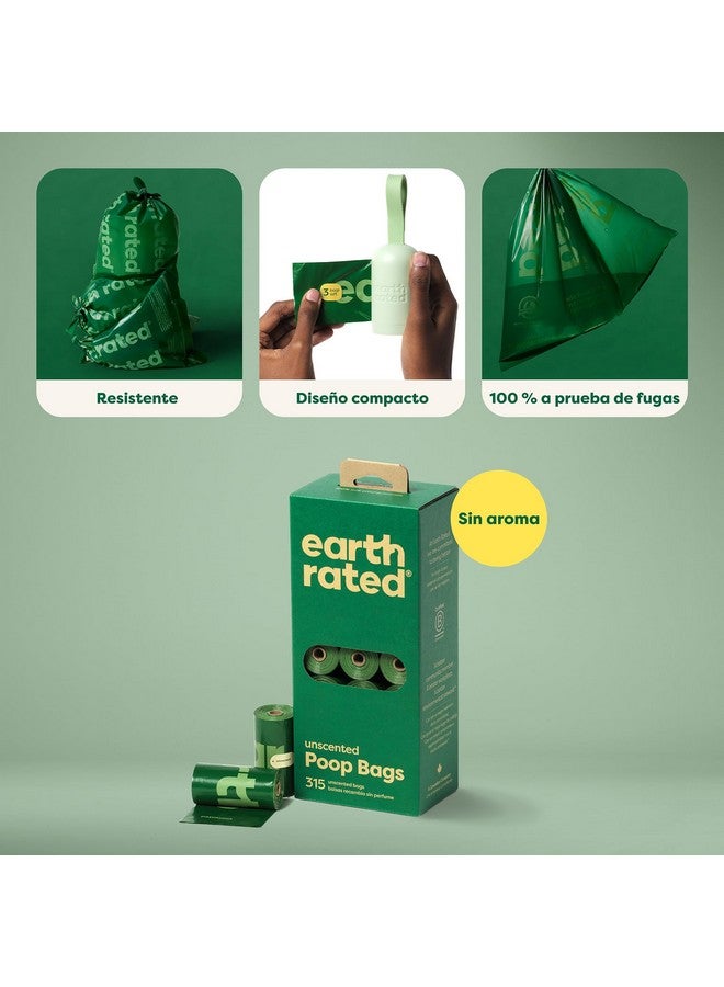 Earth Rated Dog Poop Bags, Guaranteed Leakproof and Extra Thick Waste Bag Single Refill Rolls for Dogs, Unscented, 315 Count - Image 1