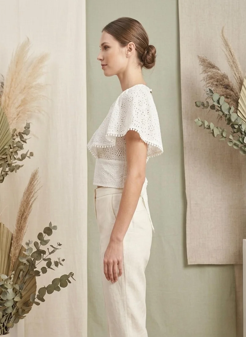Alaya white Women   Cotton Top -AL3745 for Women | Best Price UAE