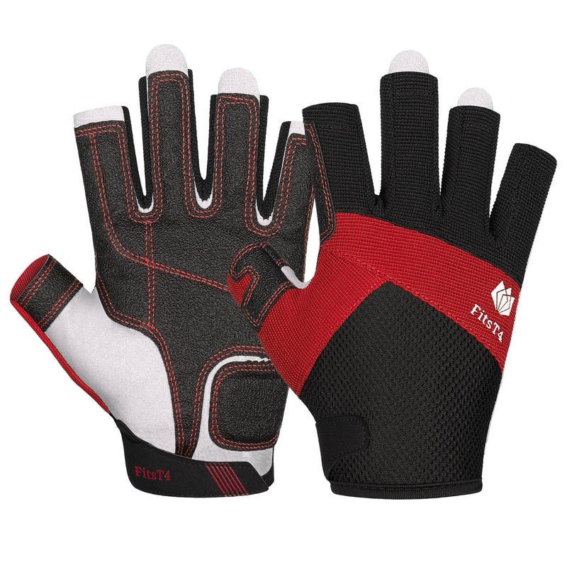FitsT4 Sports Kayaking Gloves 3/4 or Full Finger Padded Palm Fingerless Gloves for Men Women Youth Perfect for Sailing Paddling Canoeing Boating Workout Rowing SUP and Other Water Sports - Image 1