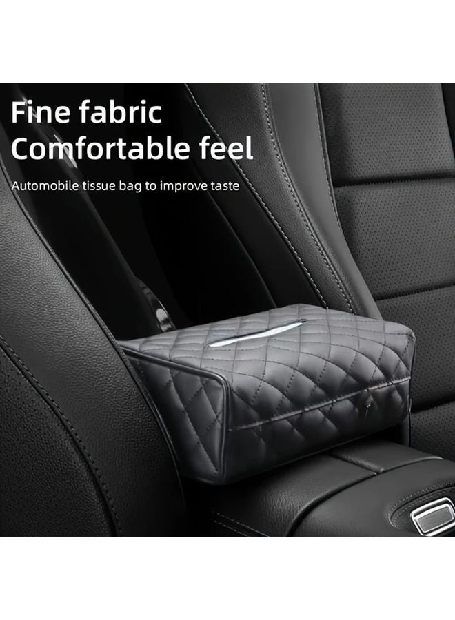 1pc XL Black Foldable Car Tissue Box Holder Universal Auto Parts - Image 3