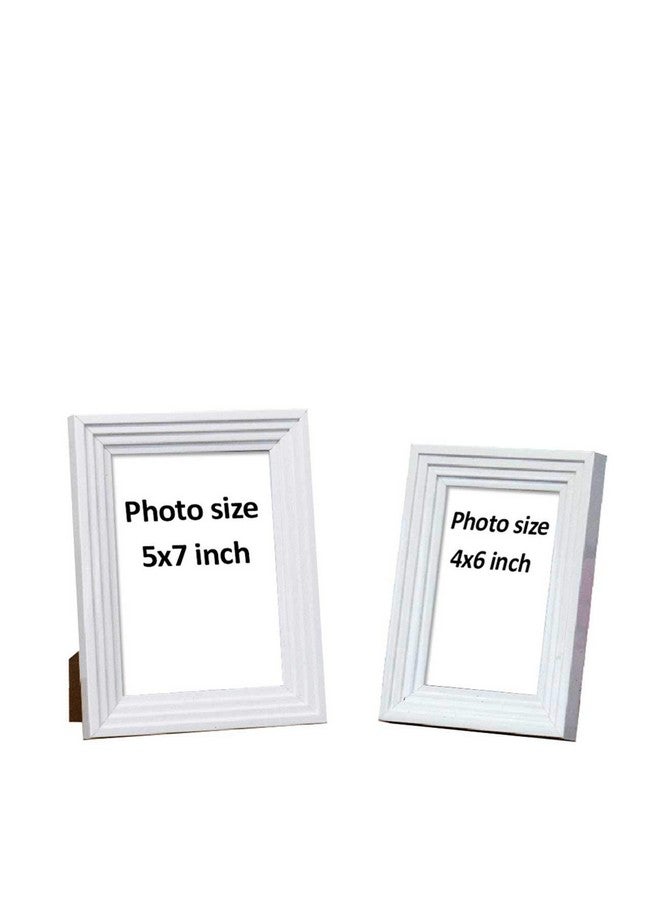 إطار صورة طاولة/إطار صورة للمكتب من Art Street (مقاس الصورة 5"X7" و4"X6") هدية صورة/هدية حب - (مجموعة من قطعتين - أبيض)
