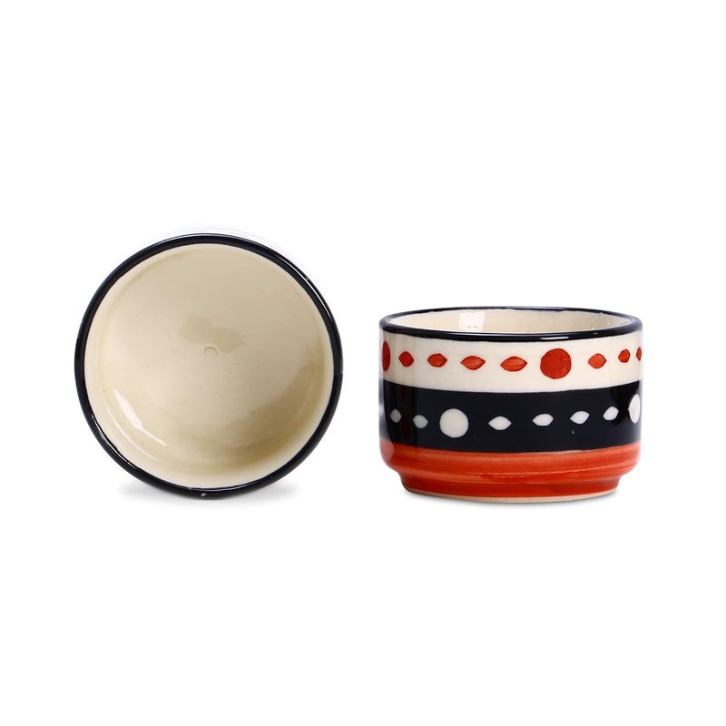 Caffeine Ceramic Handmade Brown Surya Platter with dip Sauce Bowl 7 inch Set of 1 - Image 2