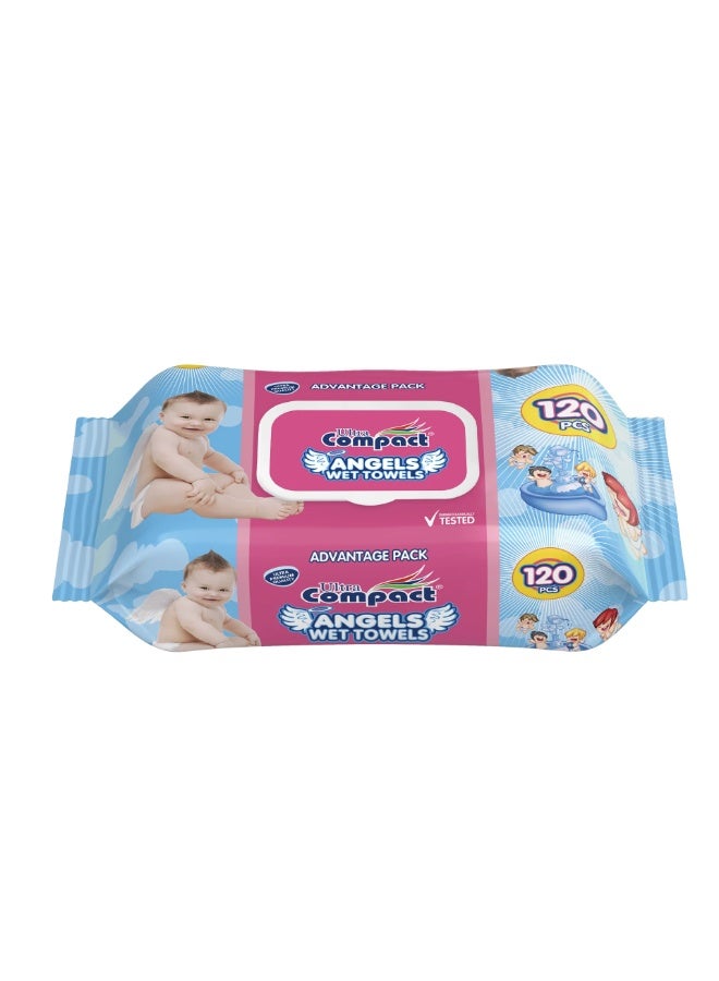 Ultra Compact Compact Angels Baby Wet Wipes 120 Wipes Pack - Image 3