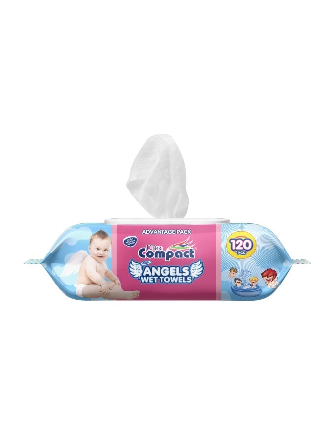 Ultra Compact Compact Angels Baby Wet Wipes 120 Wipes Pack - Image 4