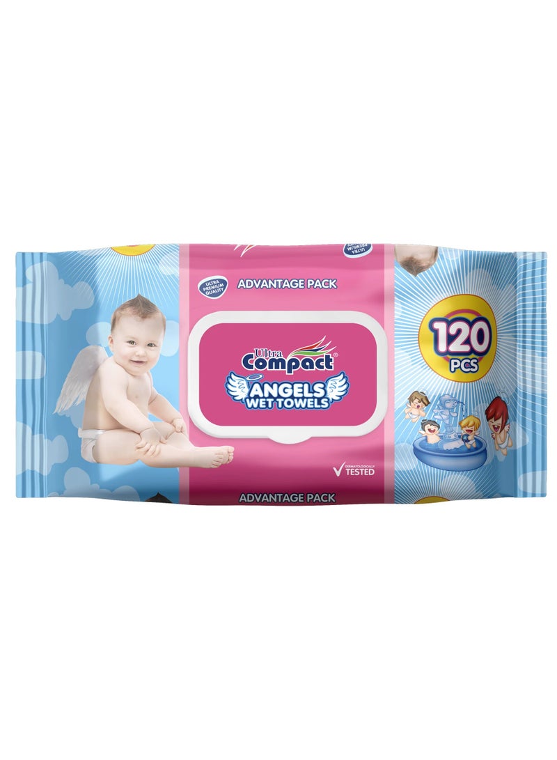 Ultra Compact Compact Angels Baby Wet Wipes 120 Wipes Pack - Image 1