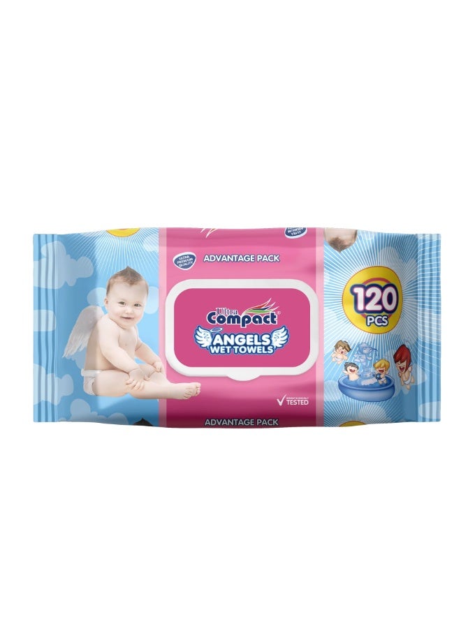 Ultra Compact Compact Angels Baby Wet Wipes 120 Wipes Pack - Image 2
