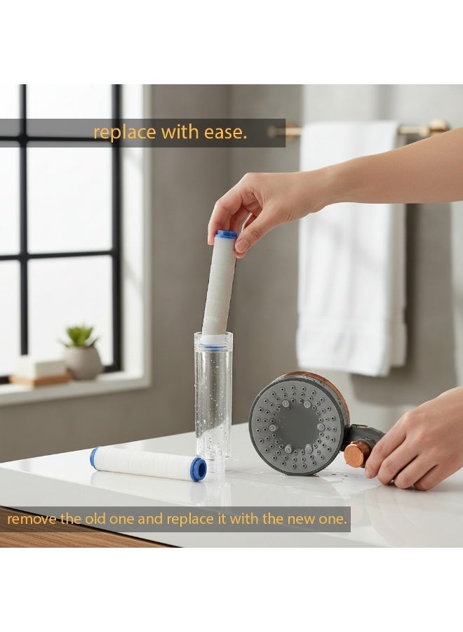 أورهايم رأس دش مزود بفلتر، بتصميم محمول باليد، ونظام ترشيح متعدد المراحل لإزالة الكلور، للعناية بالشعر والبشرة، باللونين الرمادي والبرتقالي مع خرطوشة فلتر. - Image 2