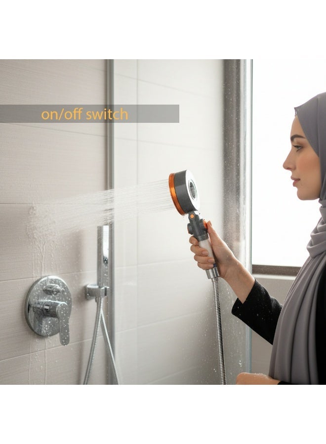 أورهايم رأس دش مزود بفلتر، بتصميم محمول باليد، ونظام ترشيح متعدد المراحل لإزالة الكلور، للعناية بالشعر والبشرة، باللونين الرمادي والبرتقالي مع خرطوشة فلتر. - Image 4