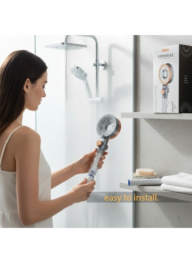 أورهايم رأس دش مزود بفلتر، بتصميم محمول باليد، ونظام ترشيح متعدد المراحل لإزالة الكلور، للعناية بالشعر والبشرة، باللونين الرمادي والبرتقالي مع خرطوشة فلتر. - Image 5