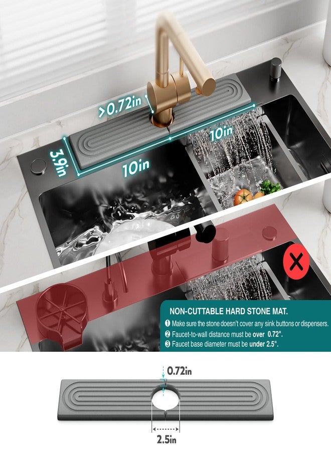 eormoe Diatomite Stone Sink Candy - Instant Dry Stone Sink Tray around Faucet, Prevents Moisture Buildup - Faucet Splash Guard for Bathroom Counter (Dark Grey, 20" x 3.9") - Image 4